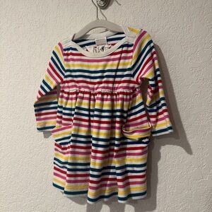 Hanna Andersson Multicolor Striped Long Sleeve Dress with Diaper Cover